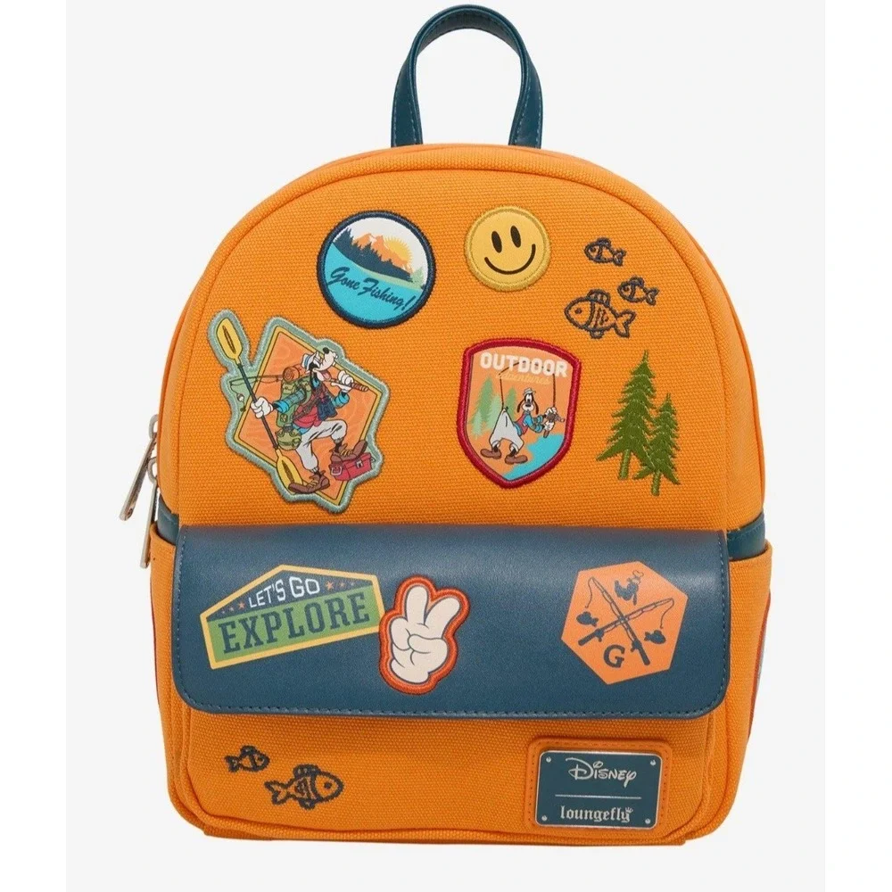 NEW! Loungefly Disney A Goofy Movie Camping Patches Backpack & Matching‎ WALLET!